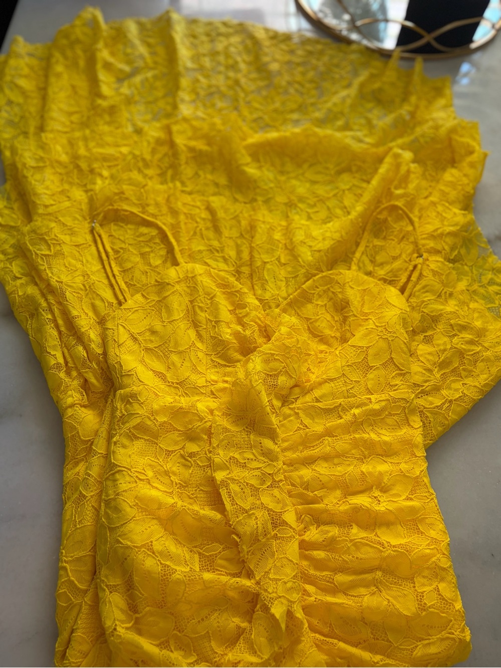 NBD Sunny Yellow Lace Floral Dress